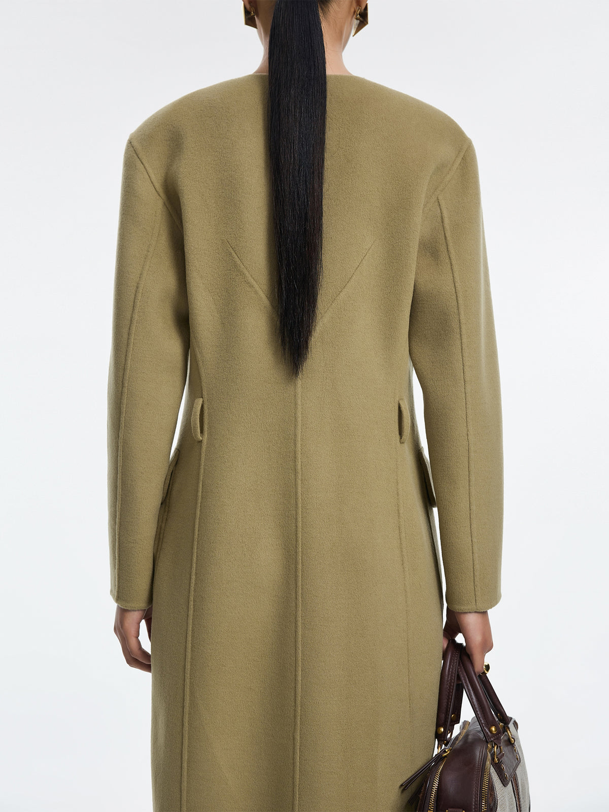 Coat / JNBY Wool Blend Double-Faced X-Line Long Coat