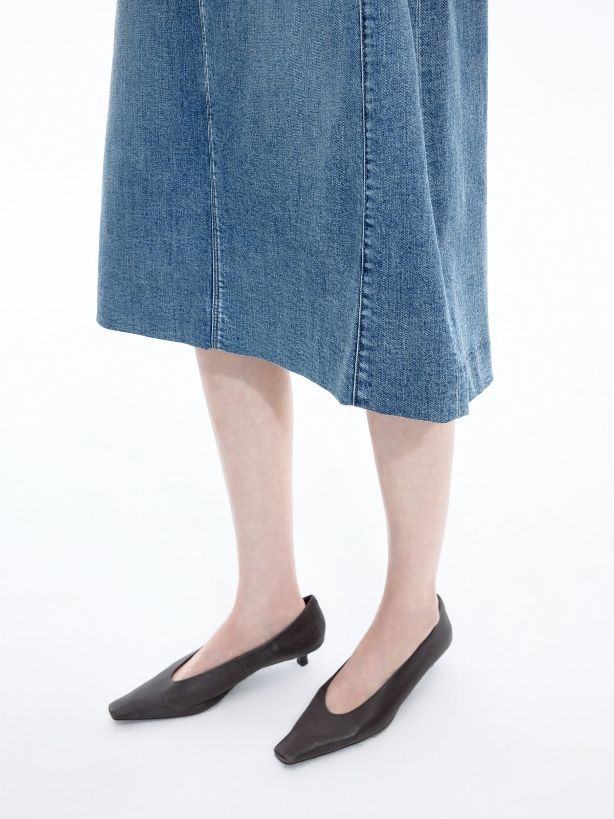 Skirt / JNBY Cotton A-Line Midi Denim Skirt