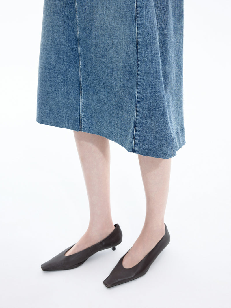 Skirt / JNBY Cotton A-Line Midi Denim Skirt