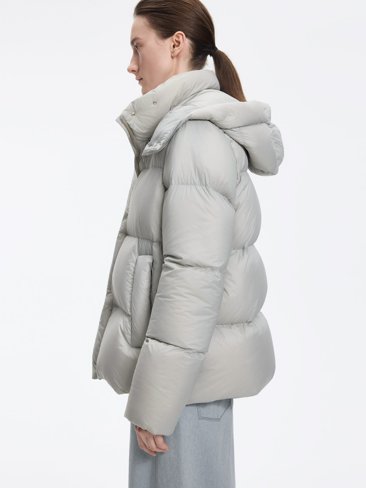 Coat / JNBY A-Line Down Puffer Jacket with Detachable Hood