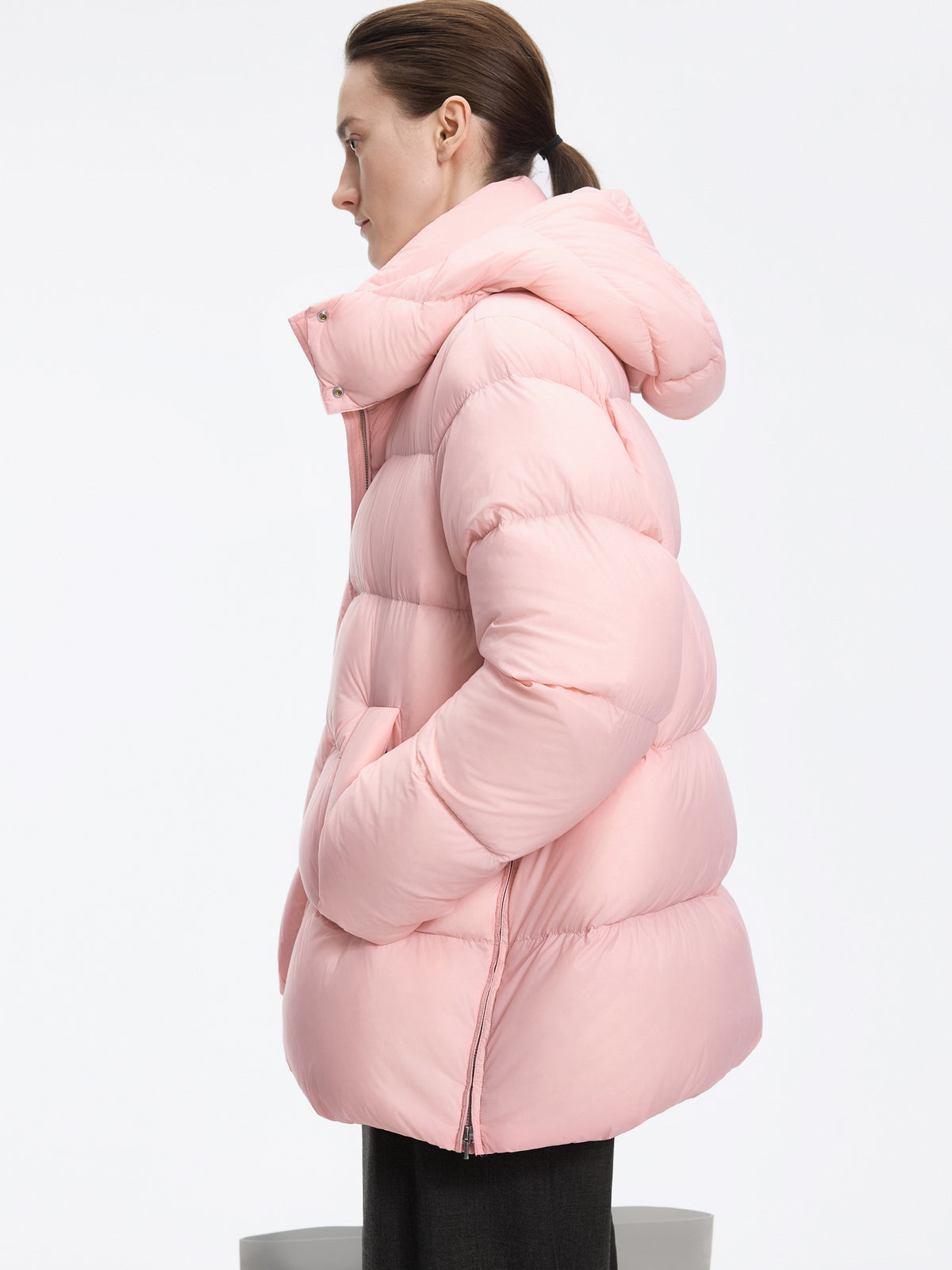Coat / JNBY A-Line Down Puffer Jacket with Detachable Hood