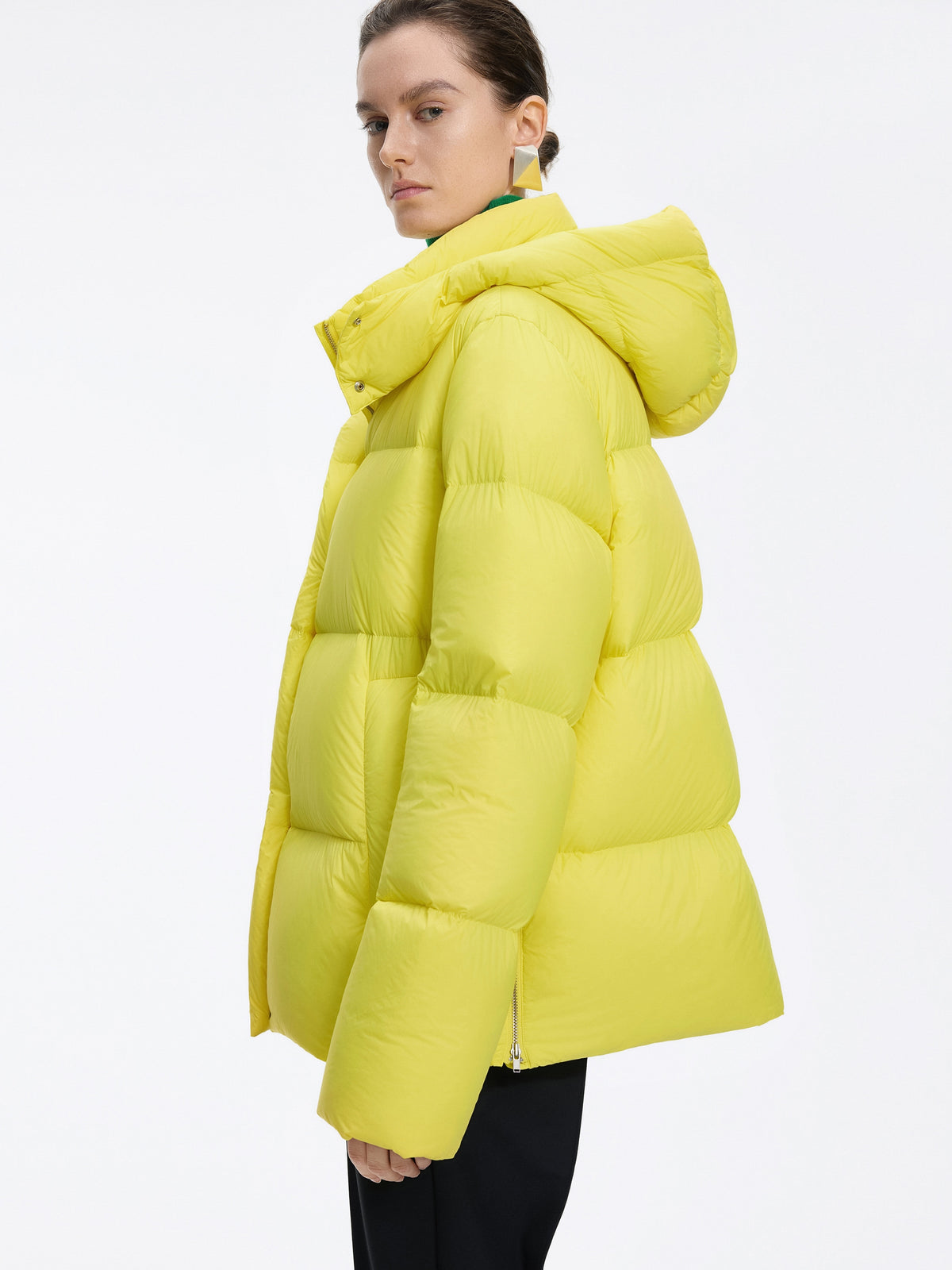 Coat / JNBY A-Line Down Puffer Jacket with Detachable Hood