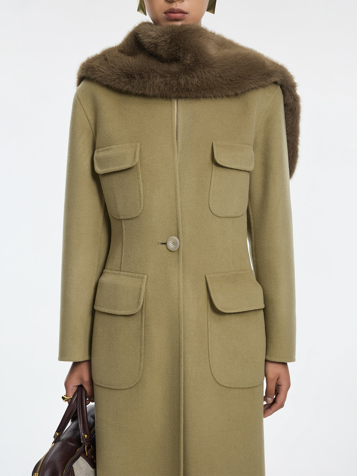 Coat / JNBY Wool Blend Double-Faced X-Line Long Coat