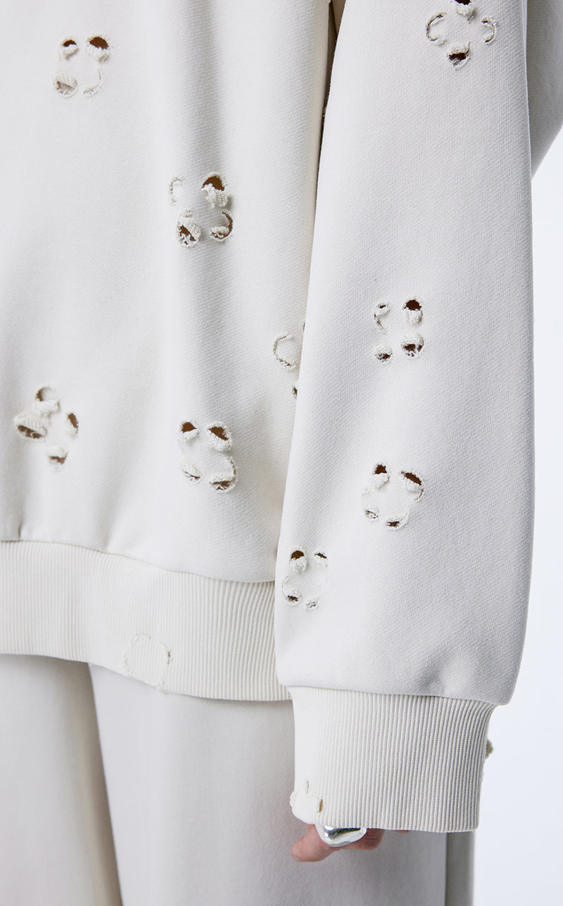 Sweatershirt / (ESG) JNBY Plum Bossom Cut-out Pullover Sweatershirt