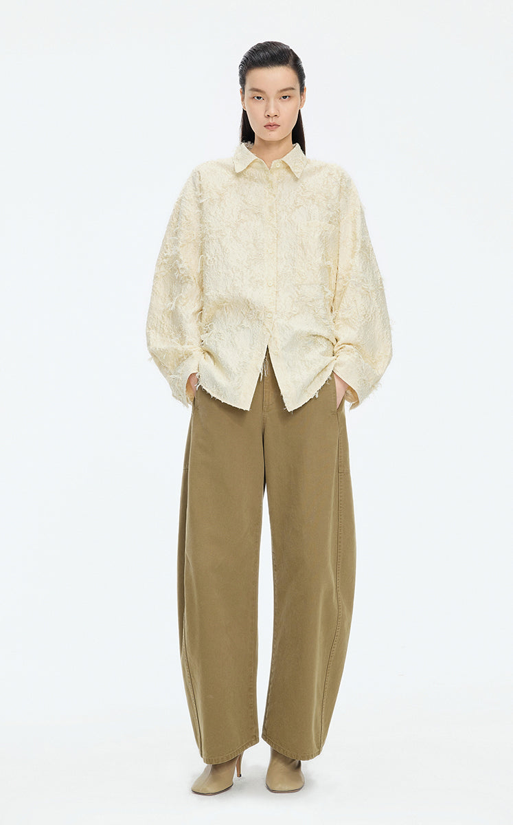 Shirt / JNBY Oversized Textured Jacquard Weave Shirt Beige