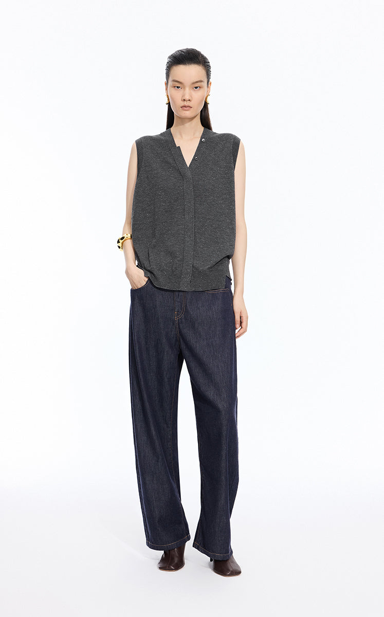 Sweater / JNBY Loose Wool Metallic Vest Grey