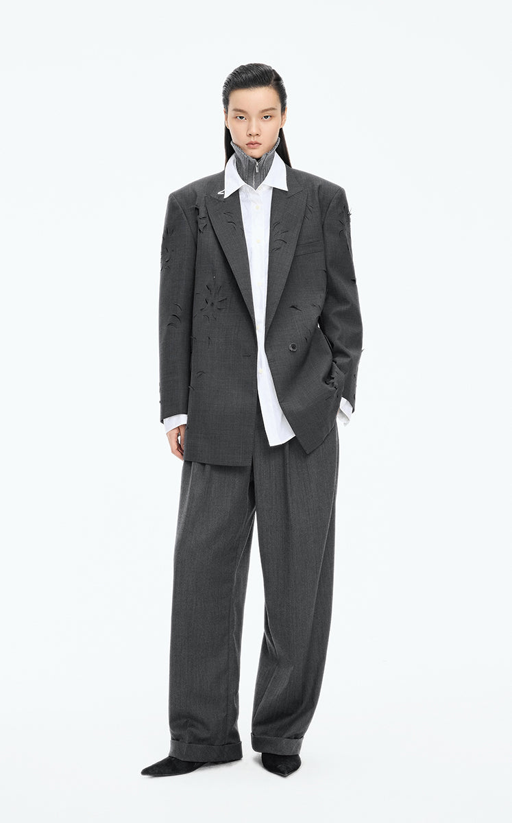 Blazer / JNBY Floral Laser Wool Blend Blazer