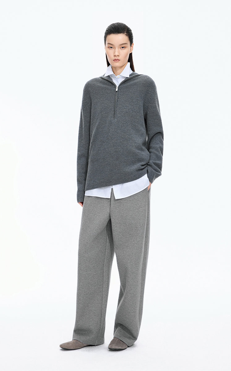 Pants / JNBY Straight-Leg Drawstring Cotton Blend Trousers Grey
