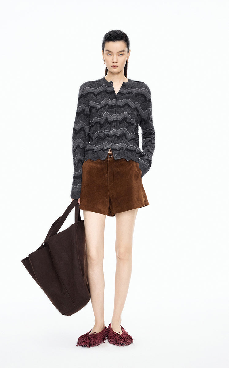 Sweater / JNBY Colorblock Wool-Blend Short Cardigan