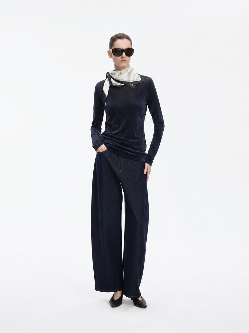 T-Shirt / JNBY Nylon Flocked Mesh Long Sleeve Top