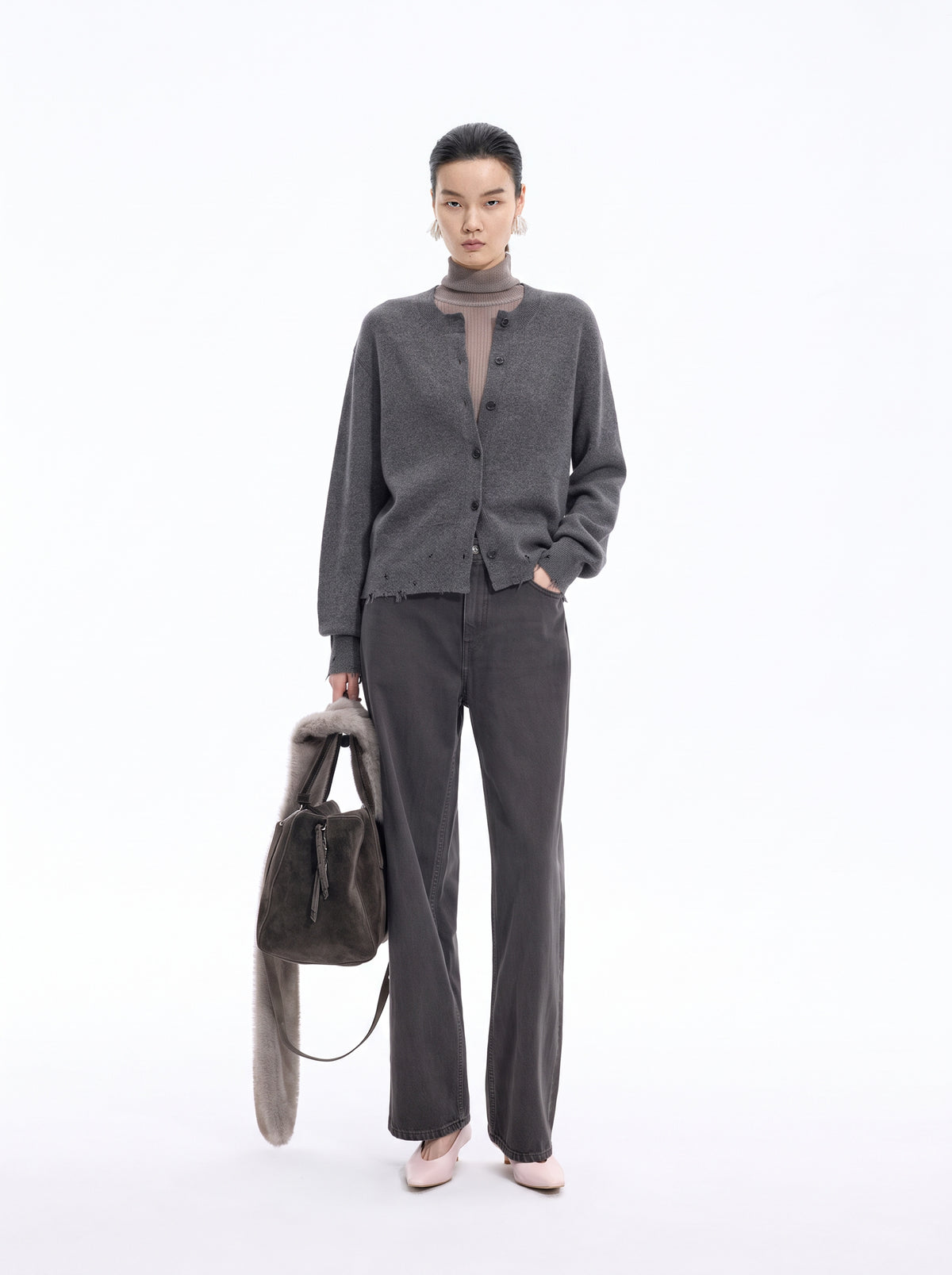 Cardigan / JNBY Wool Cashmere Blend Cropped Knit
