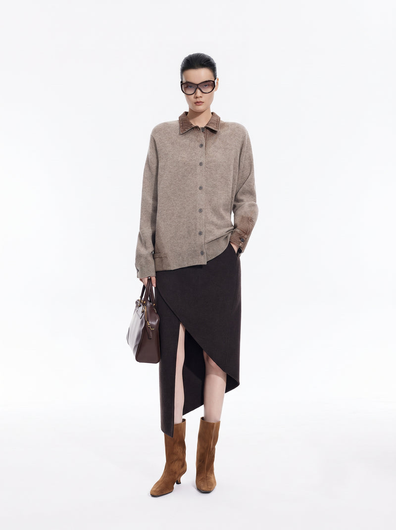 Cardigan / JNBY Wool Yak Blend Denim Patchwork