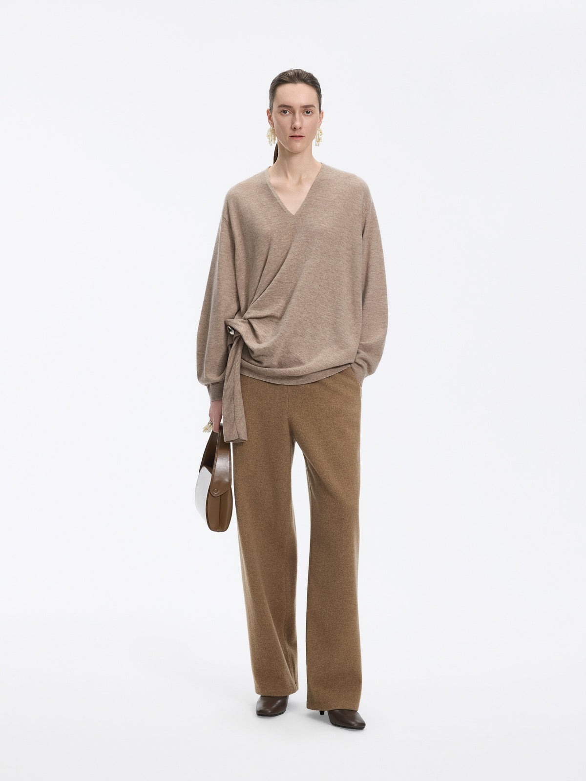 Sweater / JNBY 100% Merino Wool V-Neck Oversized Pullover