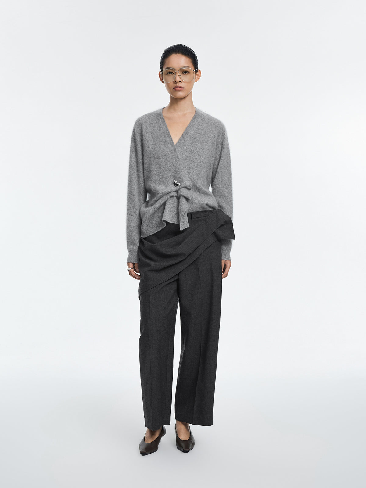 Pants / JNBY Wool Blend Straight-Leg Cropped Trousers