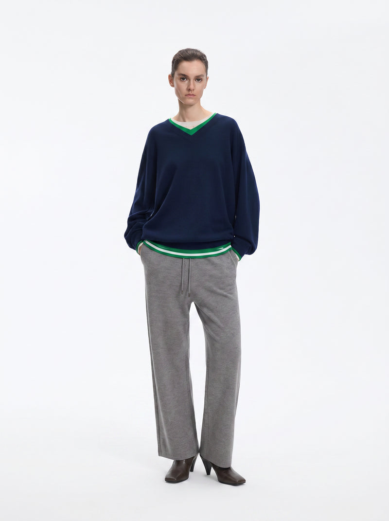 Sweater / JNBY Merino Wool Cashmere Blend V-Neck Pullover