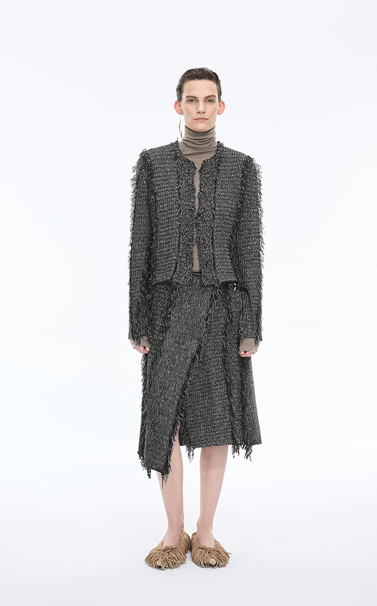 Sweater / JNBY Cropped Fitted Linen Blend Cardigan black