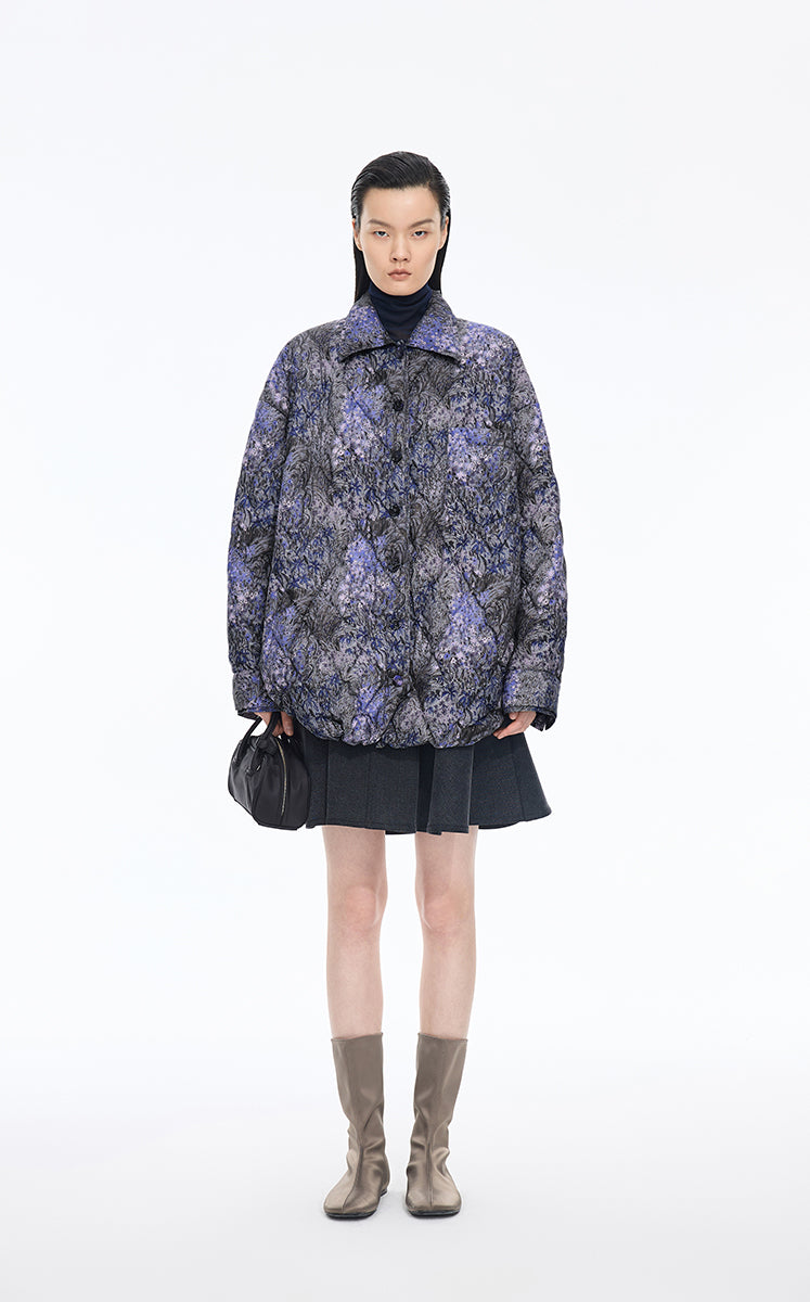 Coat / JNBY Oversized Quilted Shirt Puffer Purple-Grey