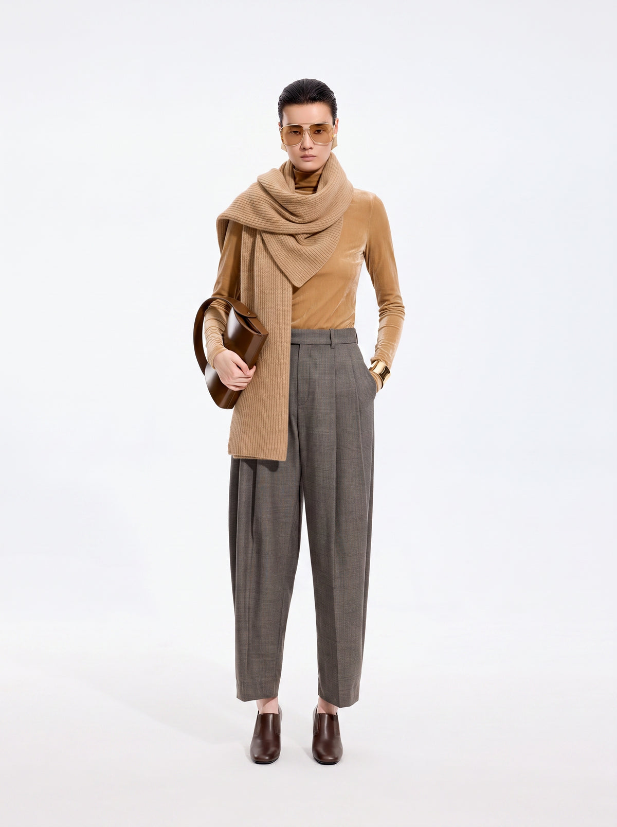 T-Shirt / JNBY Nylon Flocked Mesh Long Sleeve Top