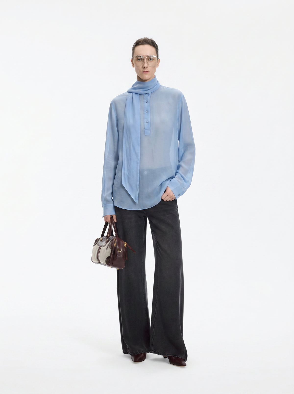 Shirt / JNBY Cupro Relaxed Long Sleeve Blouse