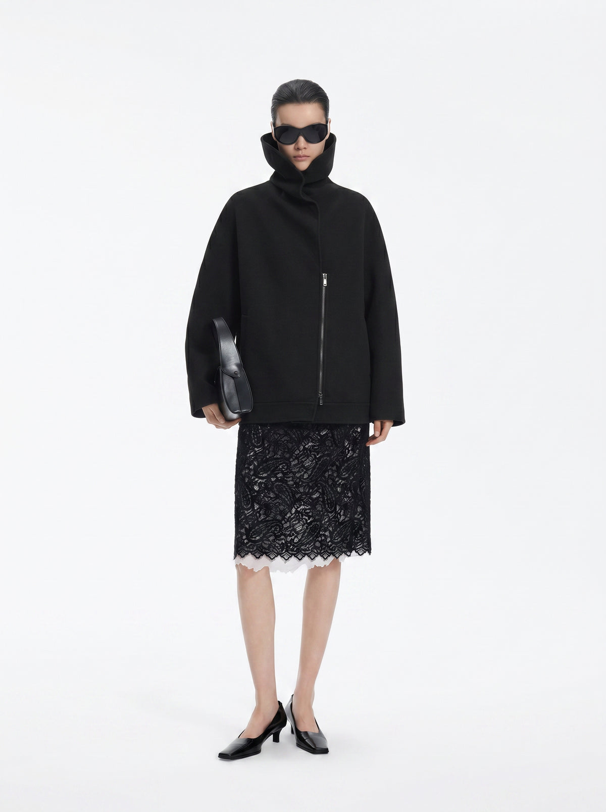 Coat / JNBY Wool Blend Double-Face T-Silhouette Coat