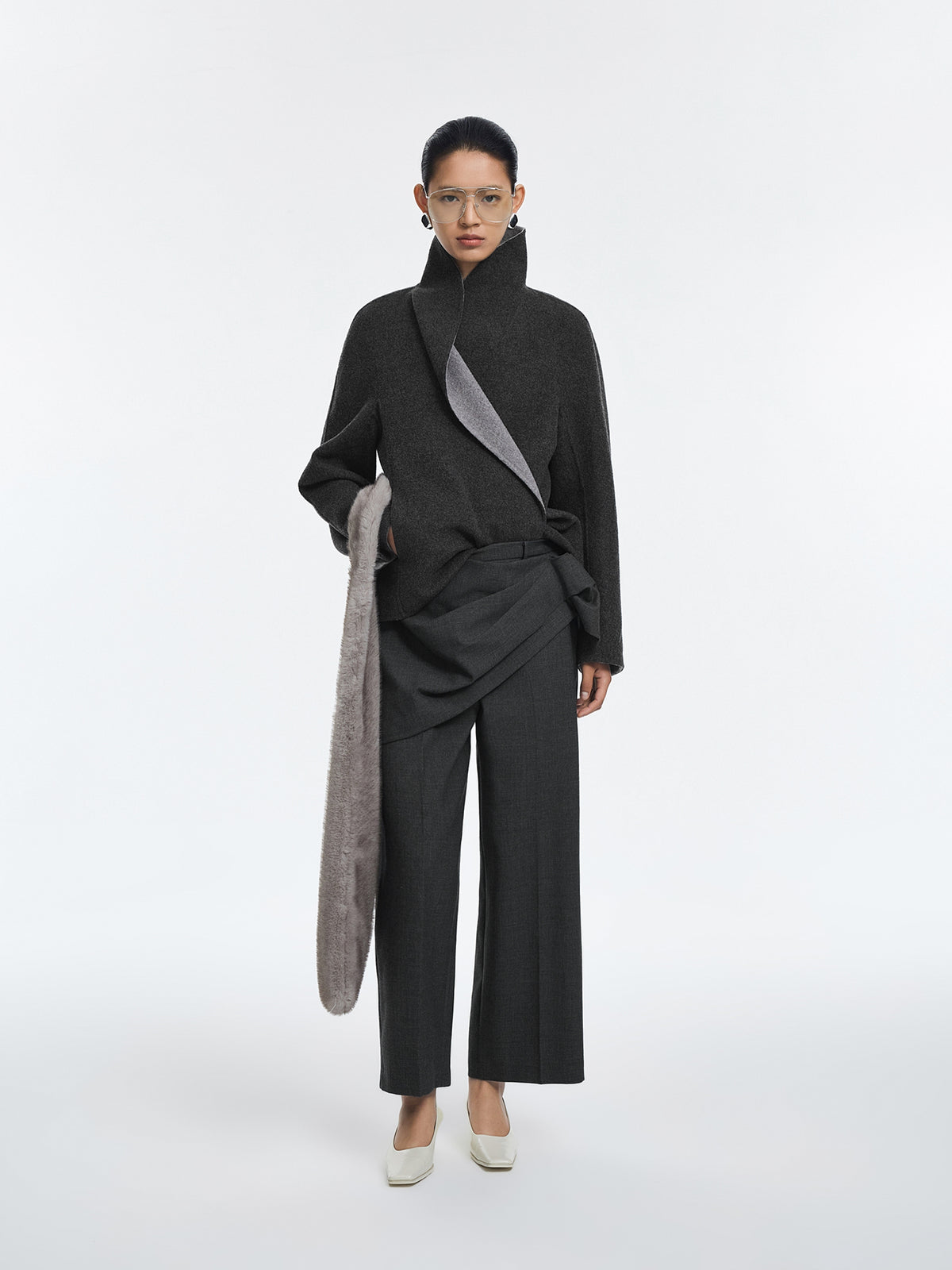 Pants / JNBY Wool Blend Straight-Leg Cropped Trousers