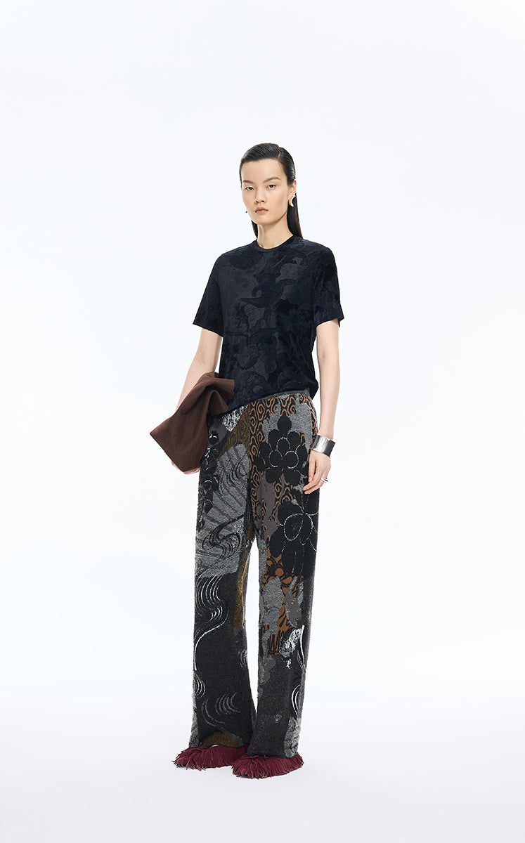 Pants / JNBY Shadow Print Wool Blend Trousers