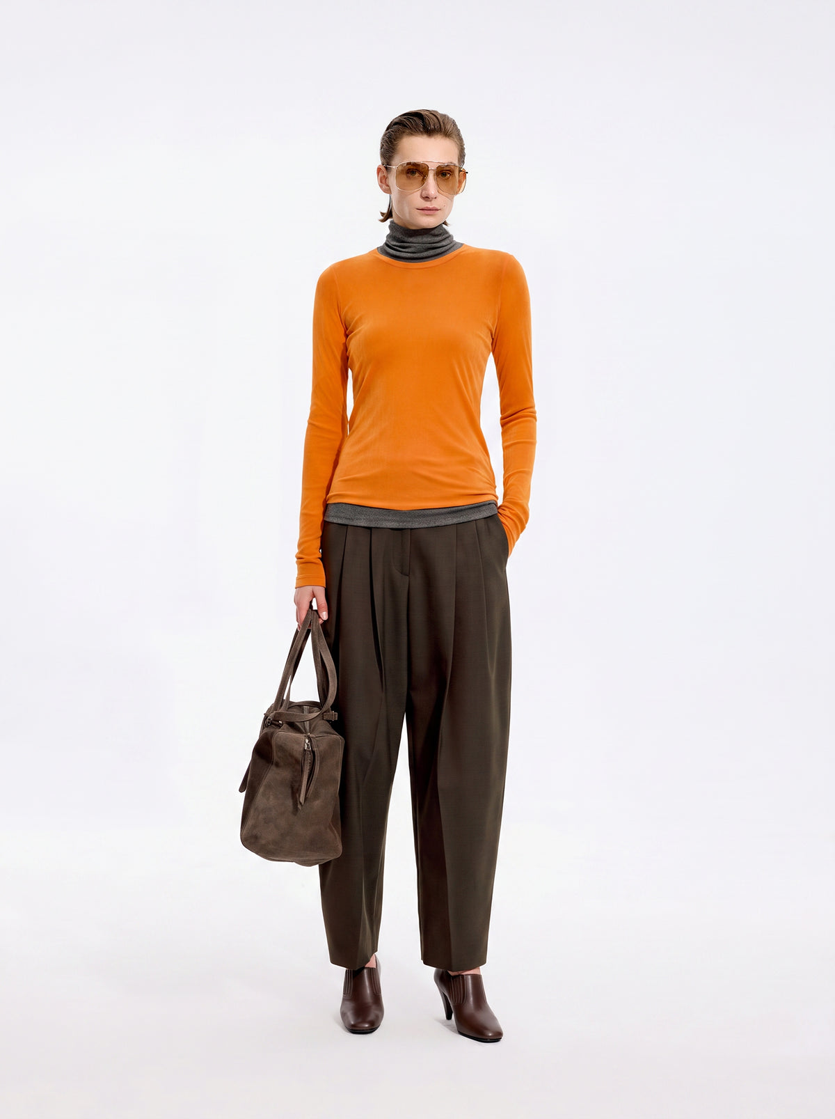 T-Shirt / JNBY Nylon Flocked Mesh Long Sleeve Top