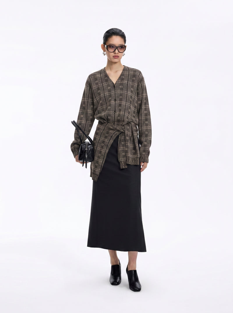 Cardigan / JNBY 100% Merino Wool Oversized Plaid Knit