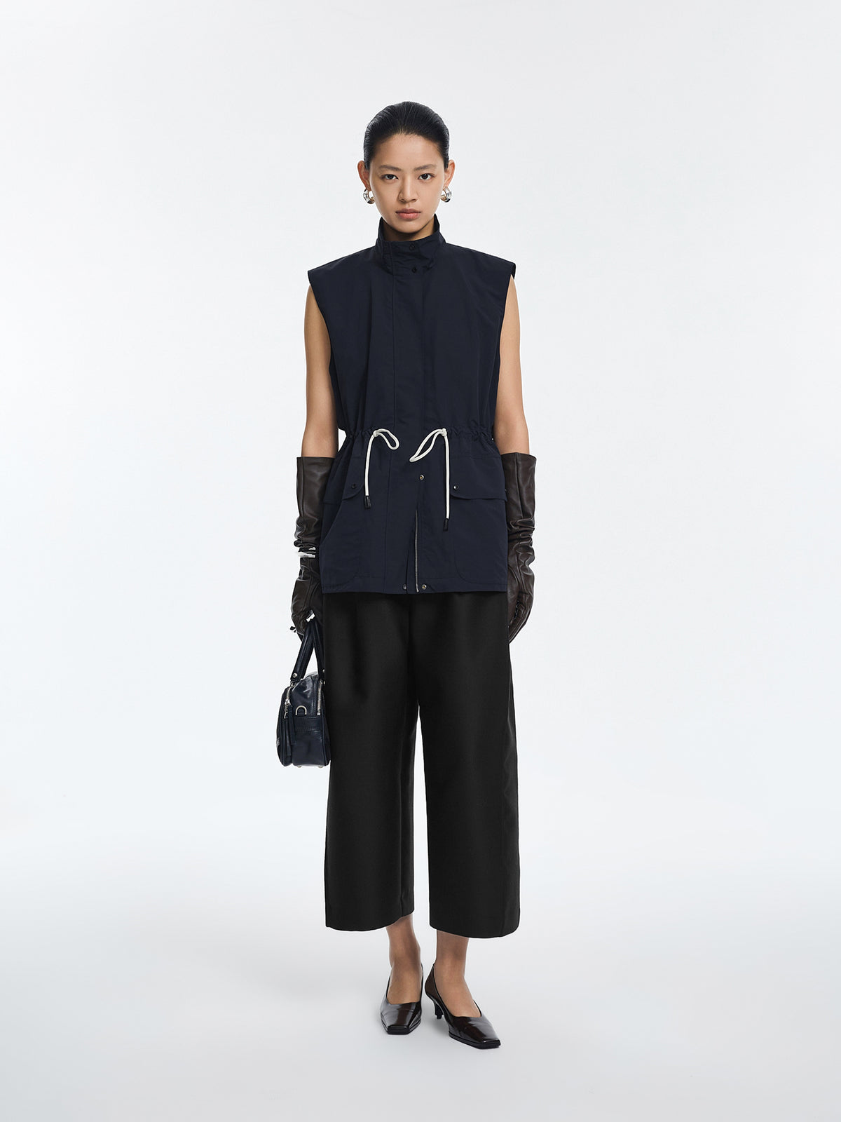 Pants / JNBY 100% Wool Wide-Leg Cropped Trousers