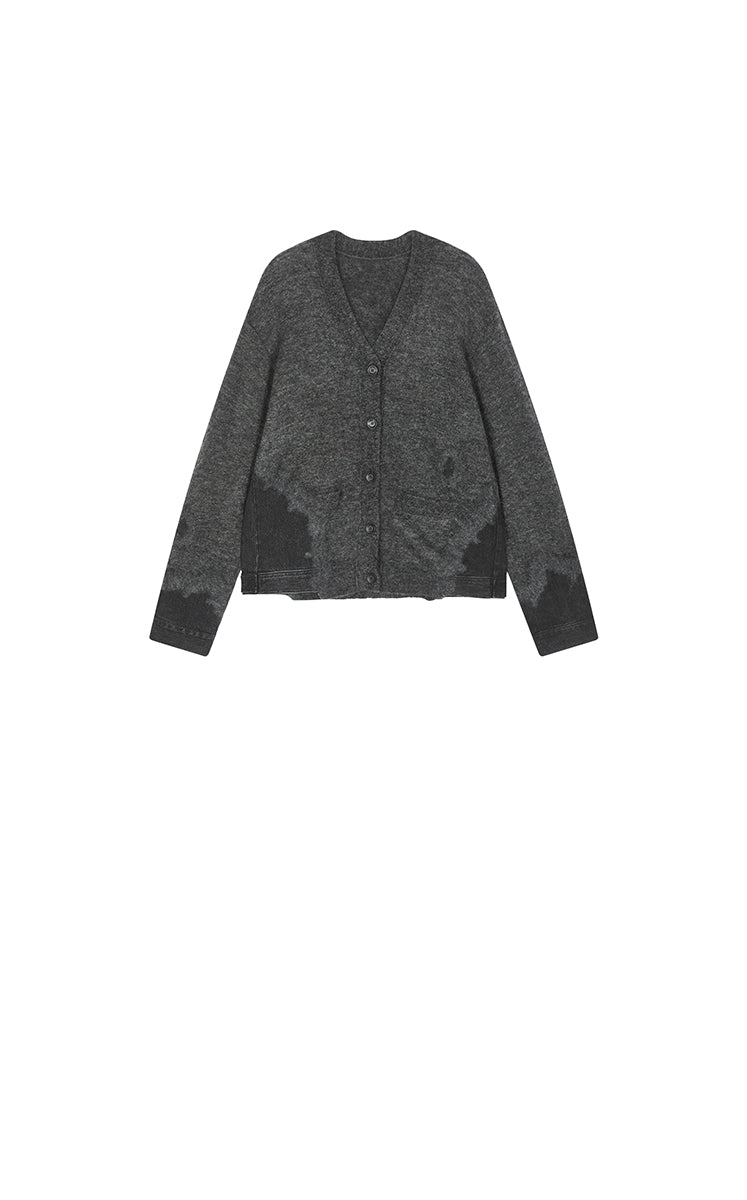 Sweater / JNBY O-Shape Knitted Denim Panel Cardigan Dark Grey