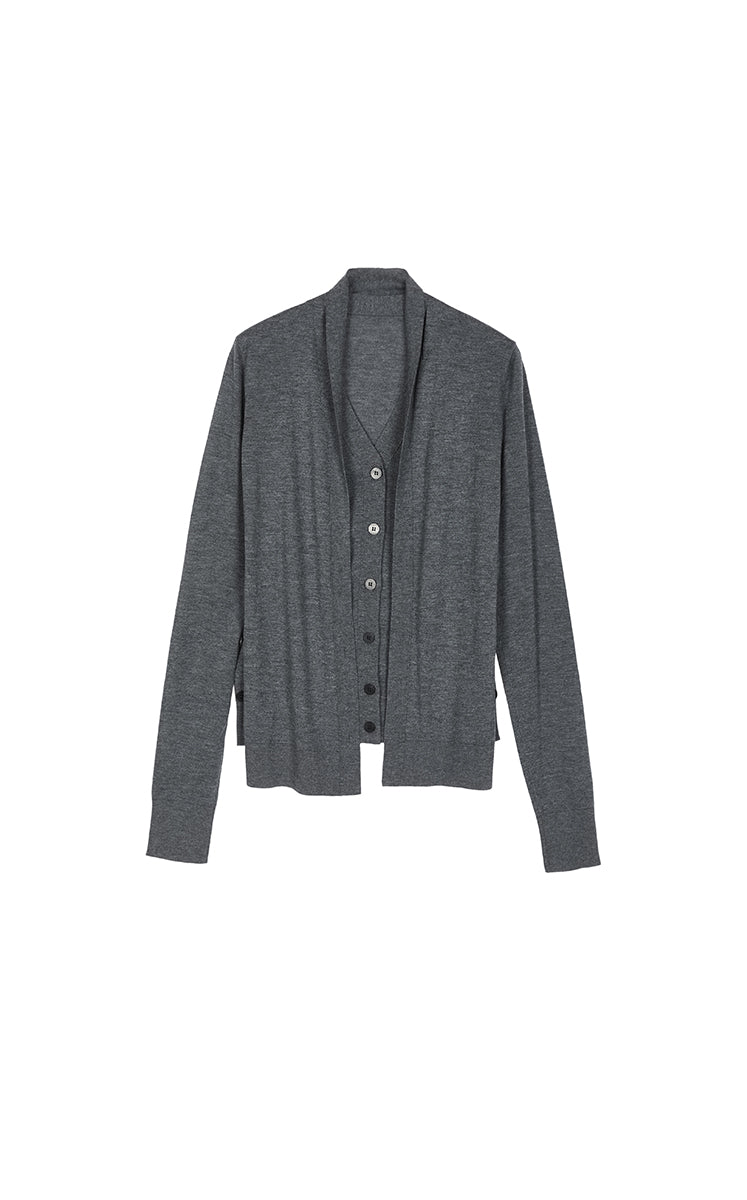 Sweater / JNBY Deconstructed Longline Wool Cardigan Grey