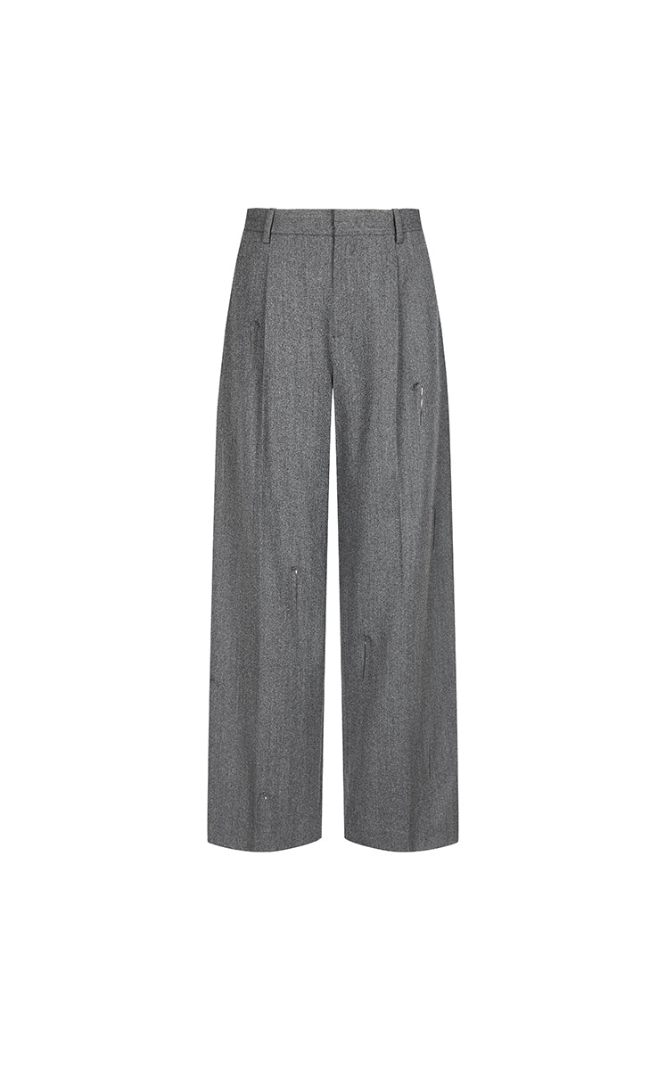Pants / JNBY Ruched Waist Fringe Wide-Leg Pants
