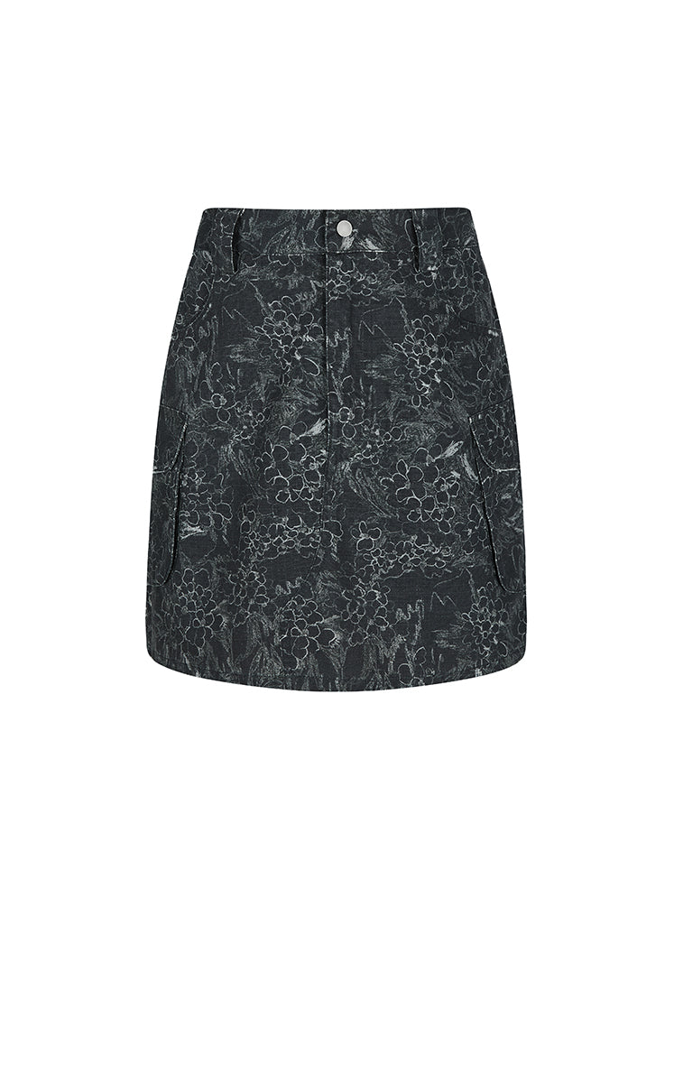 Skirt / JNBY Colored Pencil Floral A-Line Mini Skirt