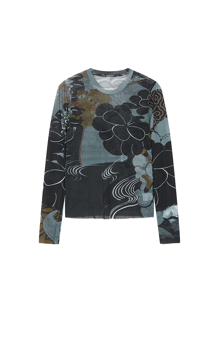T-Shirt / JNBY Printed Slim Fit Long-Sleeve Tee