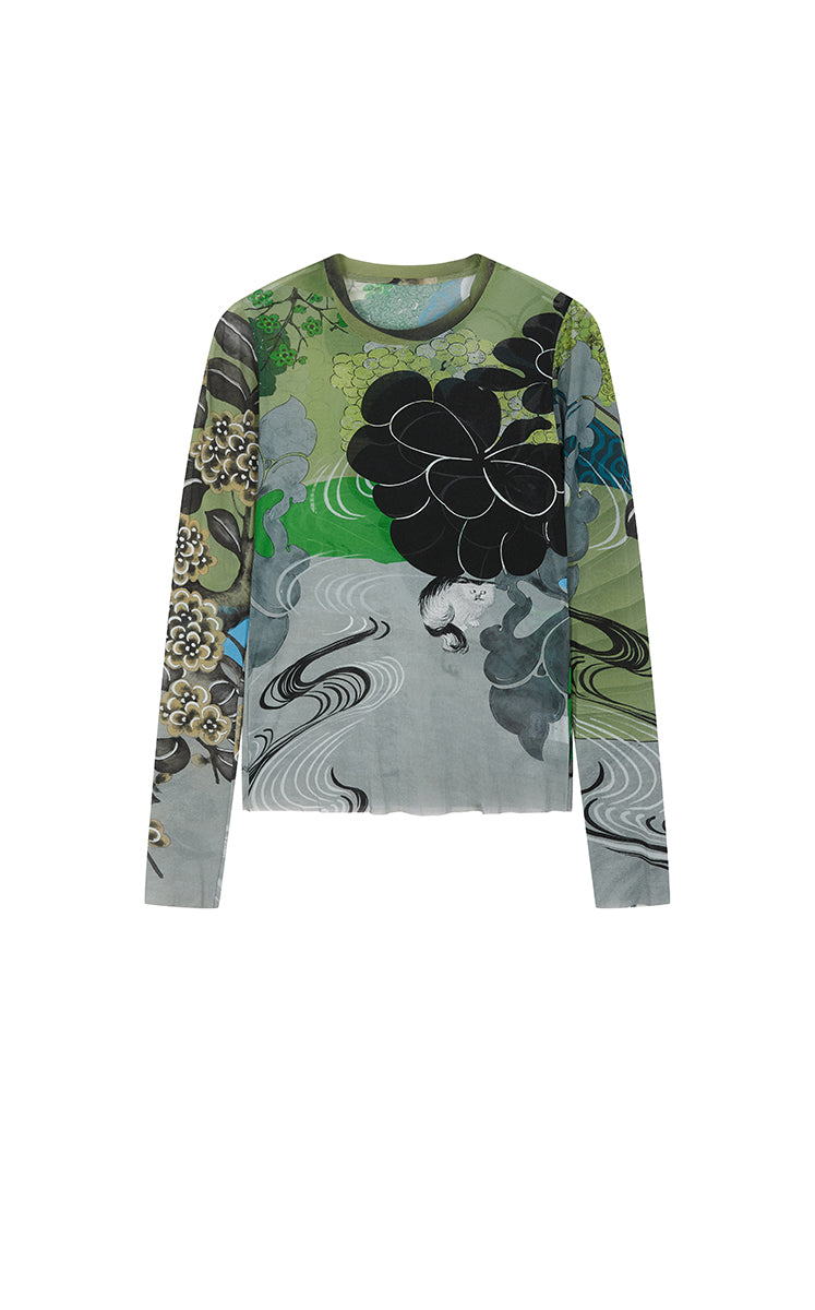 T-Shirt / JNBY Printed Slim Fit Long-Sleeve Tee