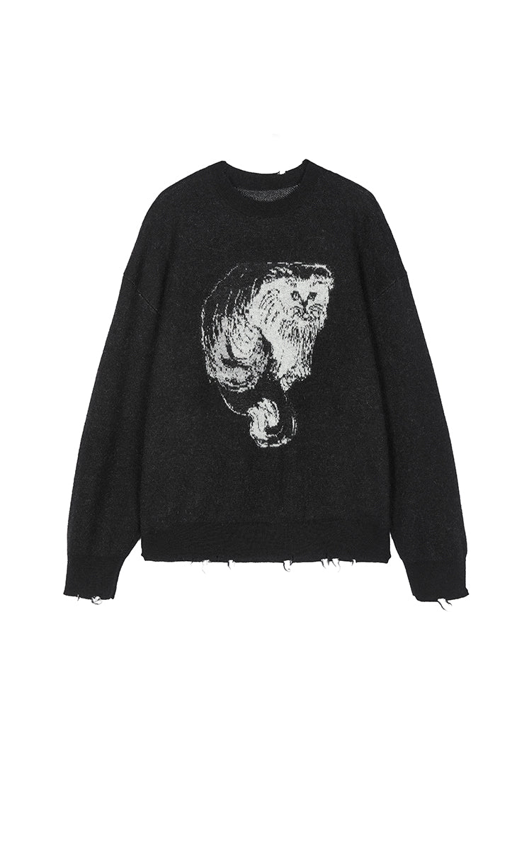 Sweater / JNBY Cat Motif Mohair Blend Pullover