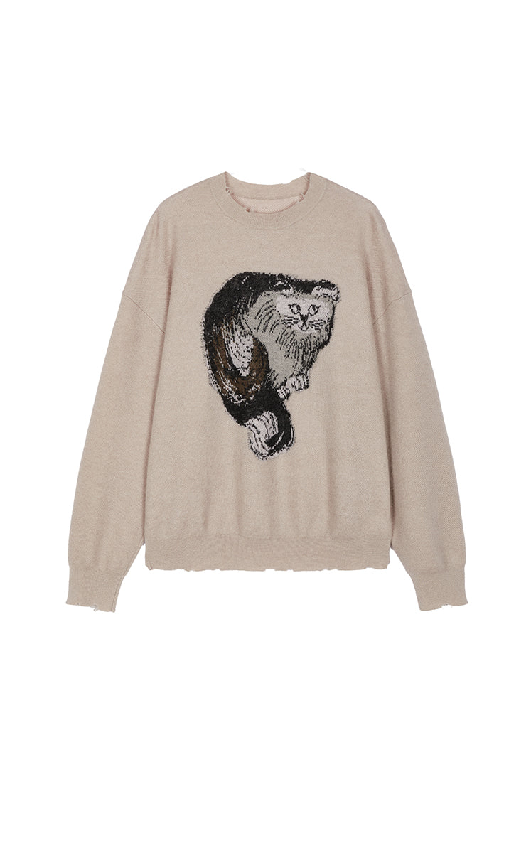 Sweater / JNBY Cat Motif Mohair Blend Pullover