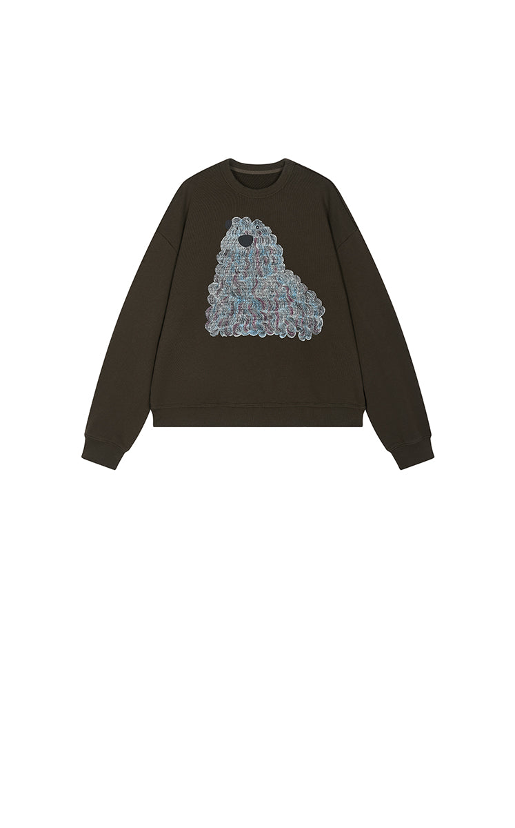 Sweatshirt / JNBY Loose Animal Print Cotton Sweatshirt
