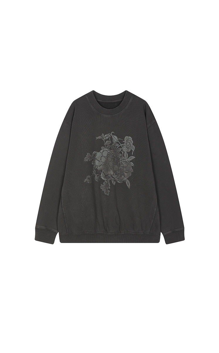 Sweatshirt / JNBY Botanical Print Cotton Pullover