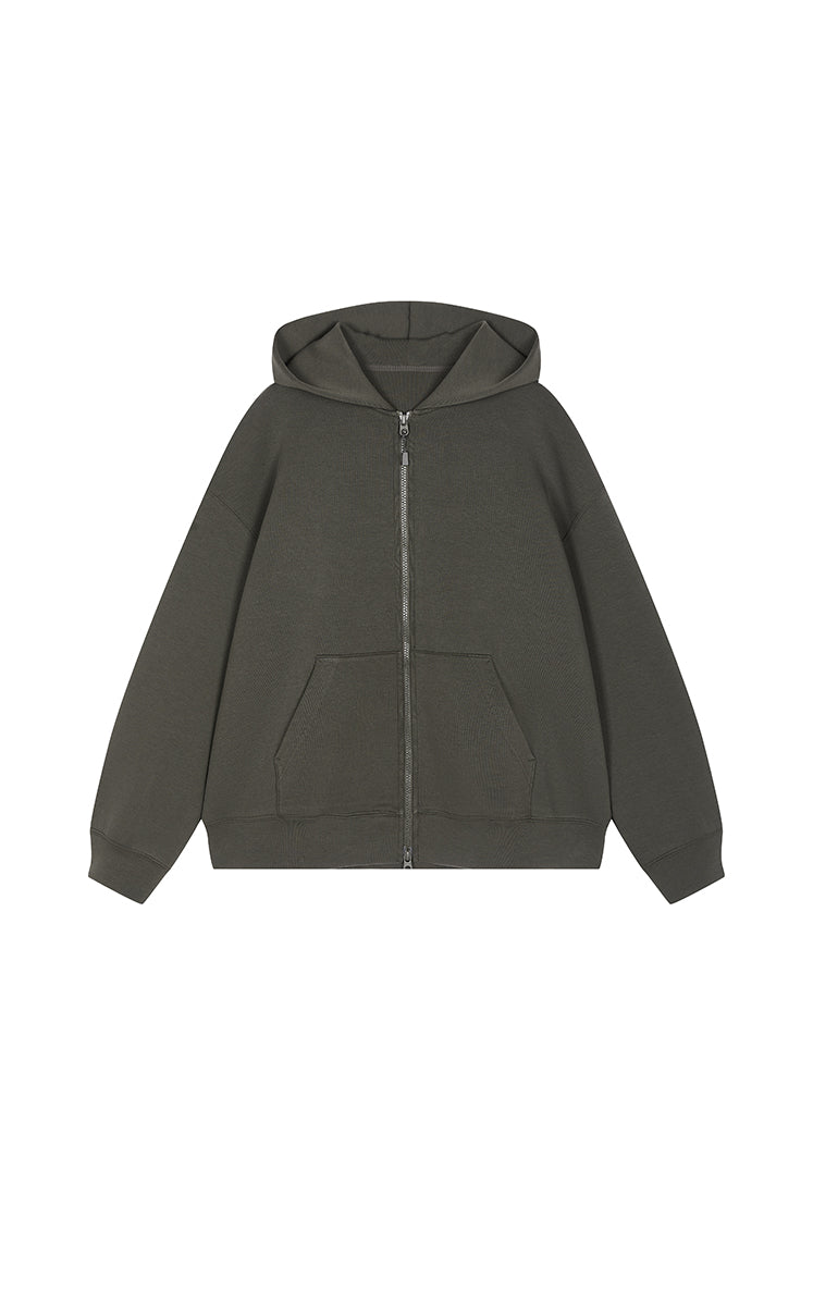 Sweatshirt / JNBY Oversized Cotton-Blend Zip-Up Hoodie Grayish brown