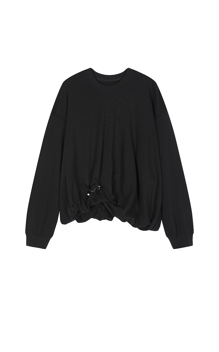 Sweatshirt / JNBY Loose Cotton Blend Sweatshirt Black