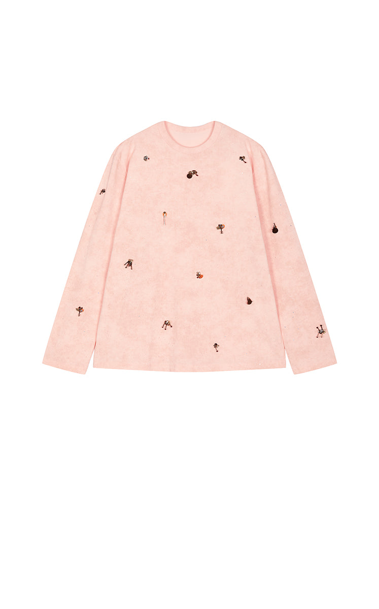 T-Shirt / JNBY Beaded Cotton Long Sleeve Tee