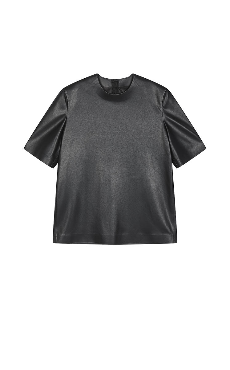 T-Shirt / JNBY Oversized Faux Leather Texture Tee Black
