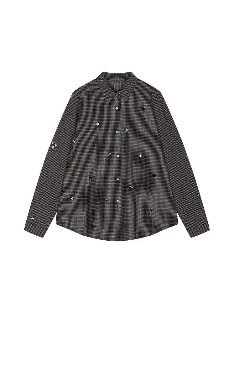 Shirt / JNBY Oversized Beaded Cotton Poplin Shirt