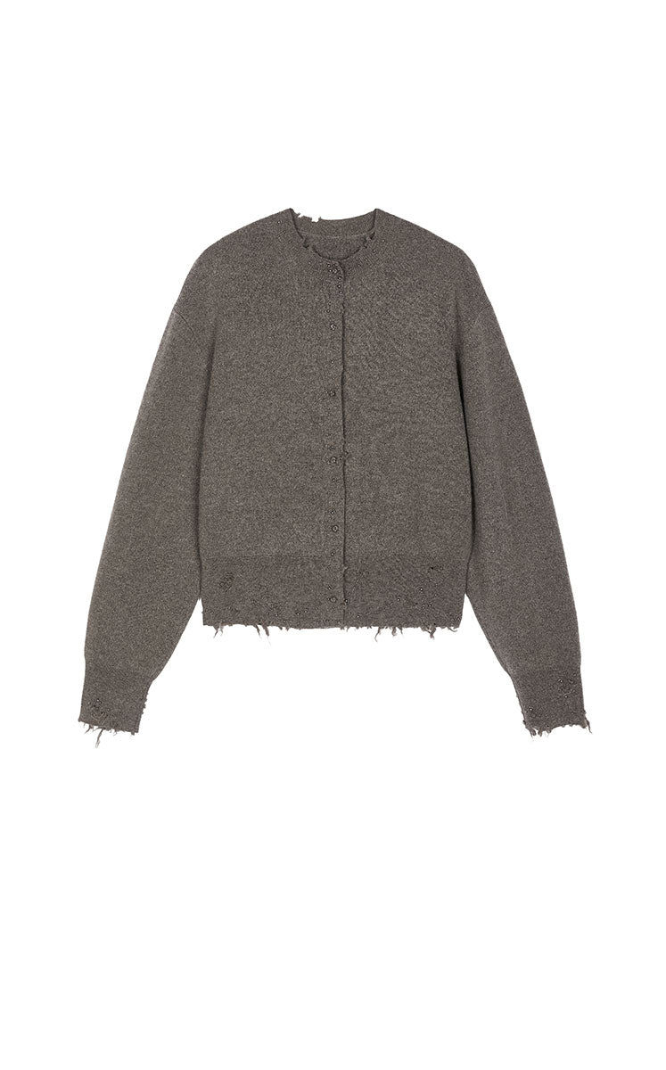 Sweater / JNBY Beaded Trim Cashmere-Wool Blend Cardigan