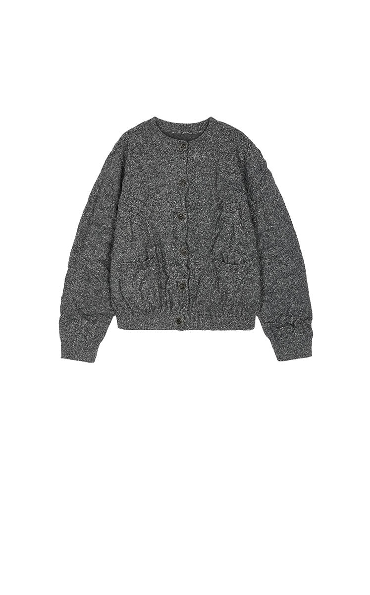 Sweater / JNBY Crinkled Wool-Silk Cardigan Grey