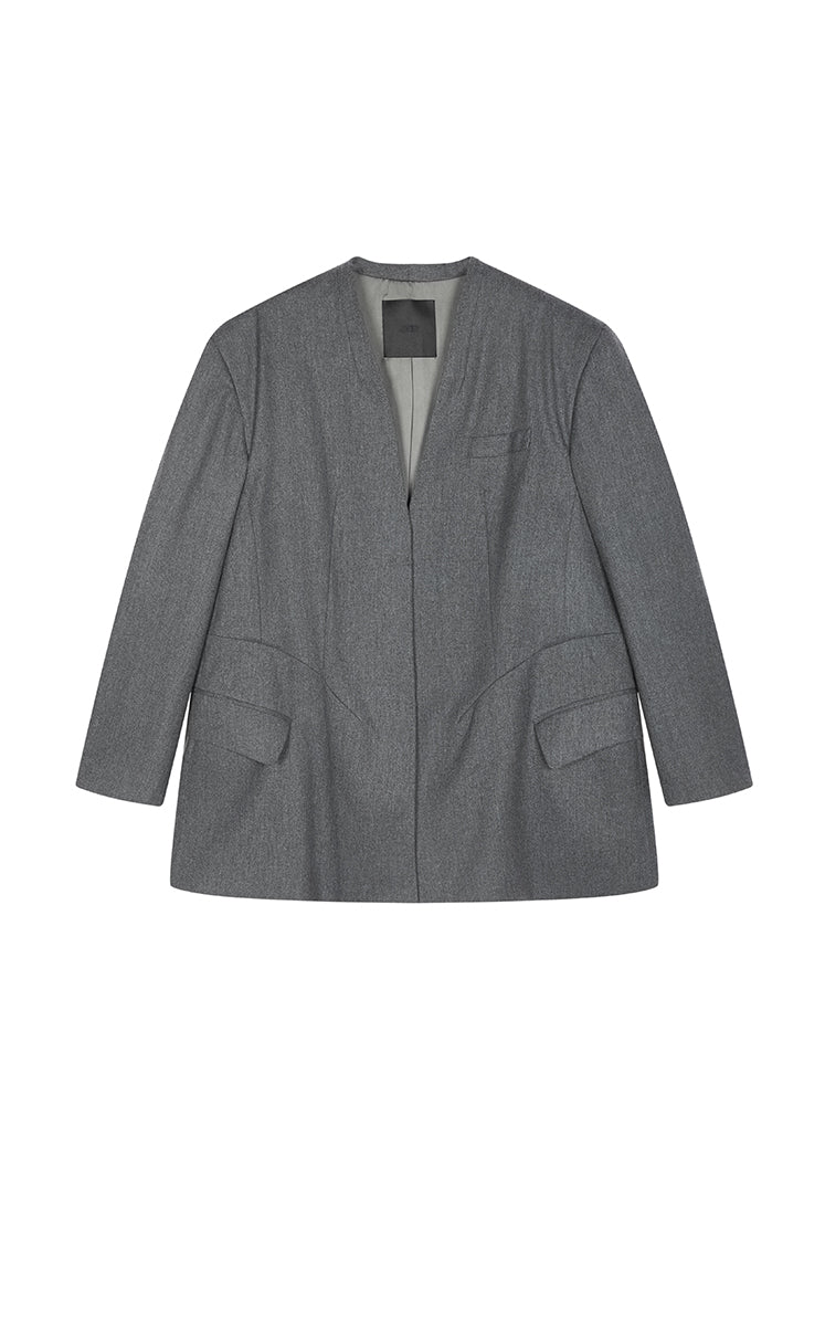 Blazer / JNBY Oversized Wool-Blend Collarless Blazer