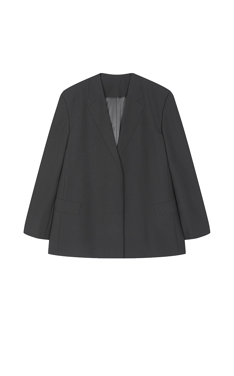 Blazer / JNBY Oversized Wool-Blend Collarless Blazer Black