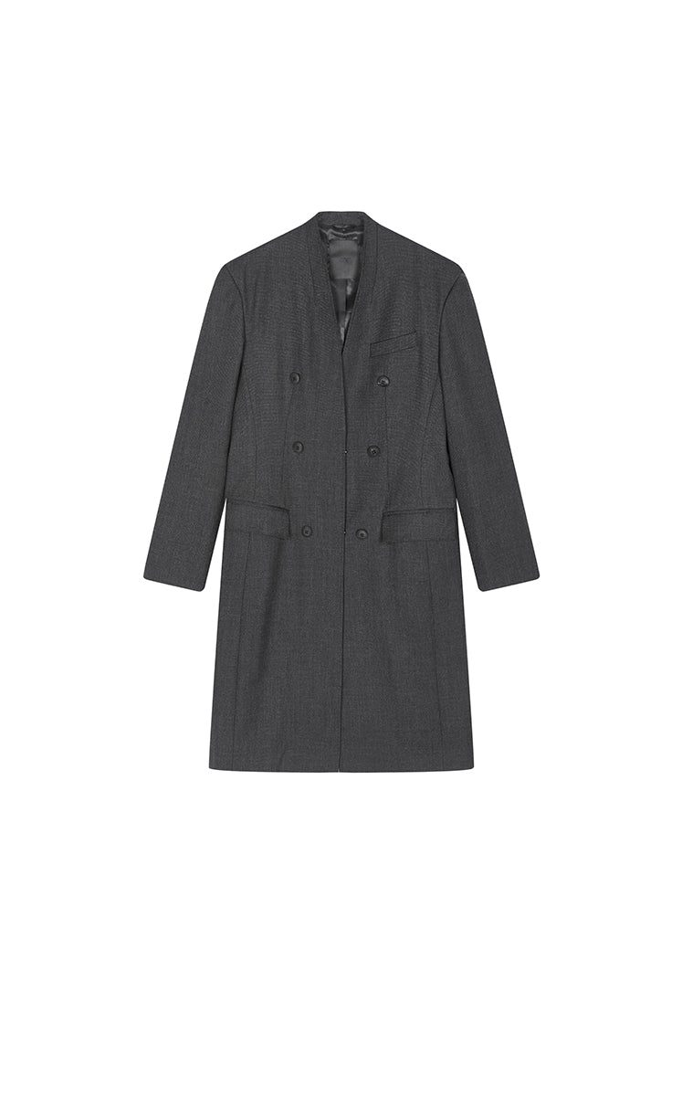 Trench Coat / JNBY Wool-Blend Long T-Cut Trench Coat White Black