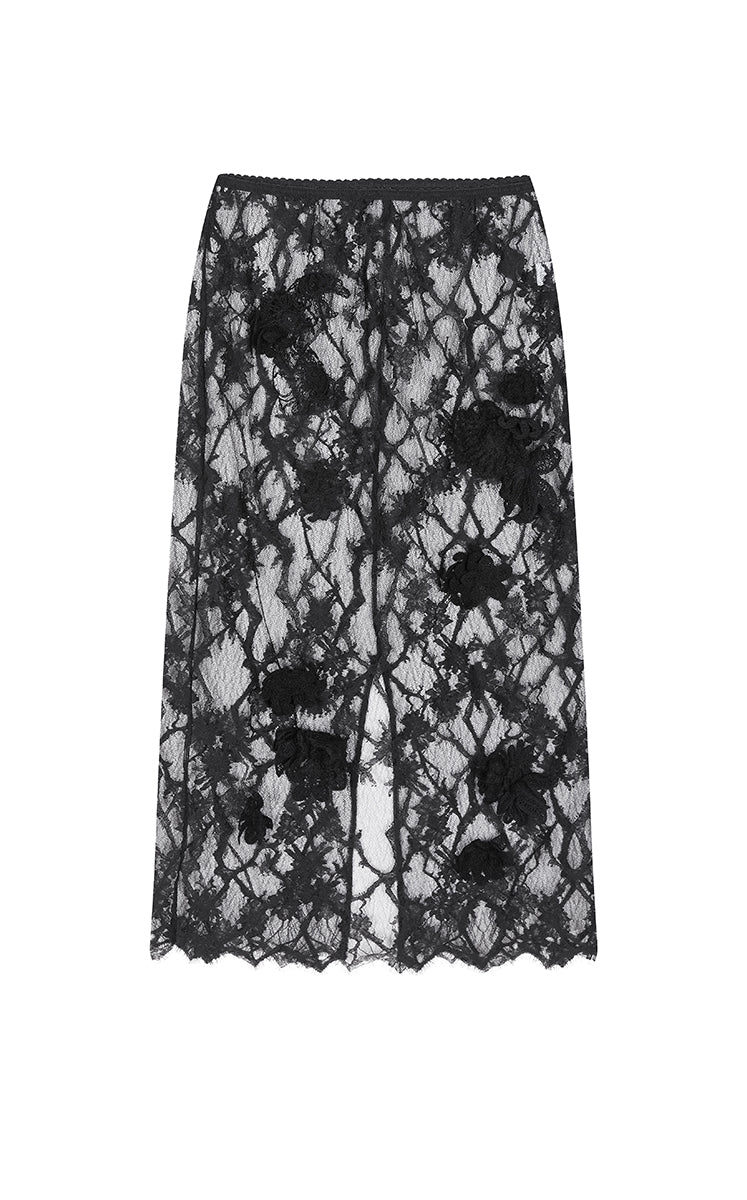 Skirt / JNBY Plum Blossom Lace Midi Skirt
